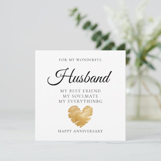 Elegant Heart Husband Wedding Jubileum Kaart (Staand voorkant)