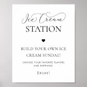 Elegant Heart Ice Cream Station Party Sign Poster (Voorkant)