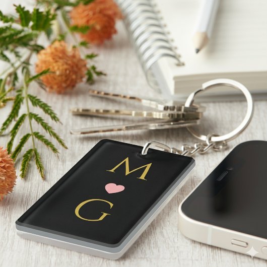 Elegant Heart Mark Monogram Acrylic Keychain Desig