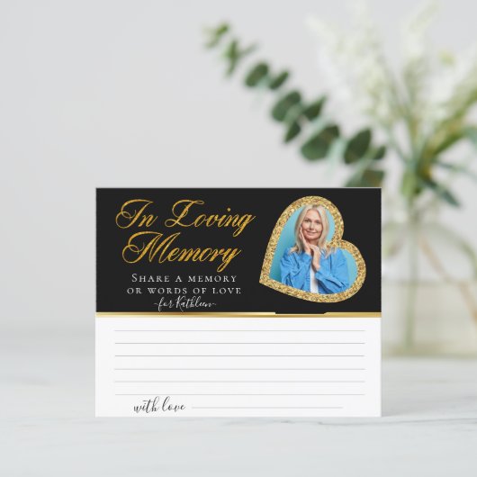Elegant Heart Photo Share a Memory Funeral Kaart (Staand voorkant)