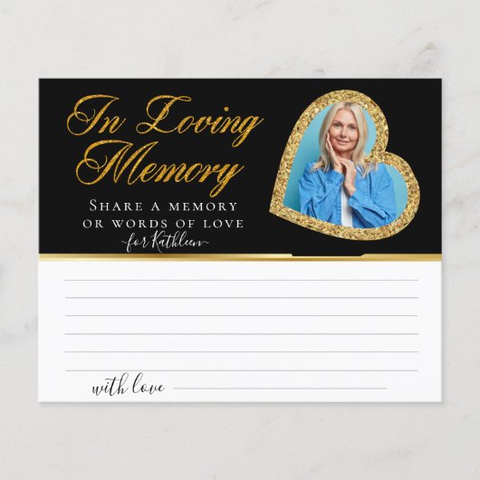 Elegant Heart Photo Share a Memory Funeral Kaart (Voorkant)