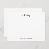 Elegant Heart Script 2 Initiaal zwart monogram Notitiekaartje (Voorkant / Achterkant)