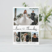 Elegant Heart Script 4 Foto bruiloft Hartelijk dan Bedankkaart (Staand voorkant)