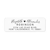 Elegant Heart Script Weduwen Return Address Label (Voorkant)