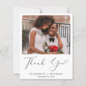 Elegant Heart Script Weduwfoto Hartelijk dank (Voorkant)