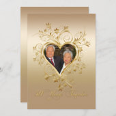 Elegant Heart Swirls 50th Photo Jubileum Kaart (Voorkant / Achterkant)