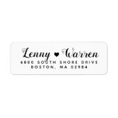 Elegant Heart Wedding Return Address Etiket (Voorkant)