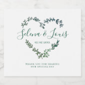 Elegant Heart with Flowers and Branches Sparkling Wijnetiket (Enkel label)