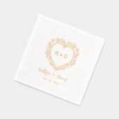 Elegant Heart Wreath Monogram Wedding Napkins Folie Servetten (Links)
