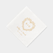 Elegant Heart Wreath Monogram Wedding Napkins Folie Servetten (Rechts)