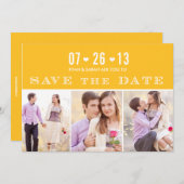 Elegant Heart Yellow Save the Dates with Photos Save The Date (Voorkant / Achterkant)
