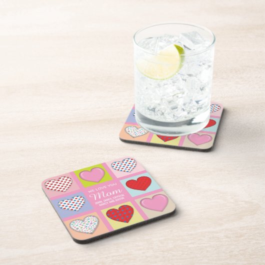 Elegant Heartful Moeder Day Design Bier Onderzetter (Rechterzijde)