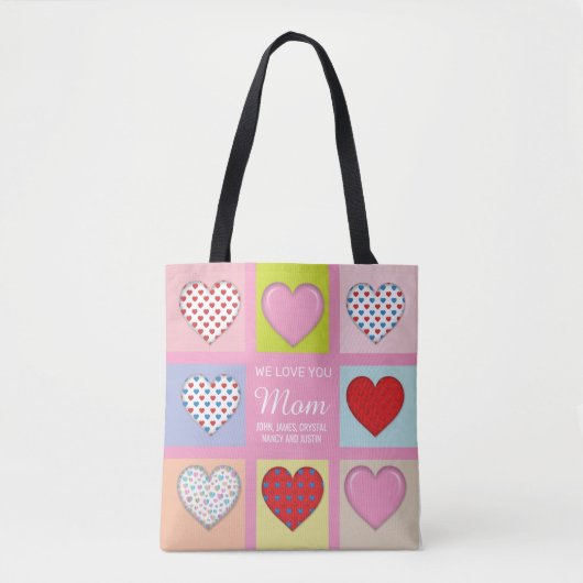 Elegant Heartful Moeder Day Design Tote Bag (Voorkant)