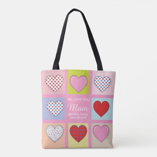 Elegant Heartful Moeder Day Design Tote Bag (Achterkant)