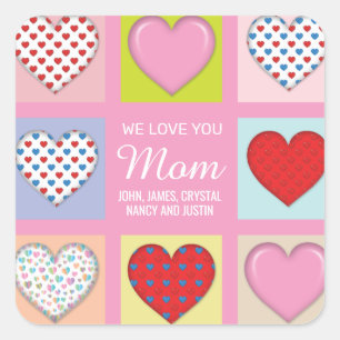 Elegant Heartful Moeder Day Design Vierkante Sticker