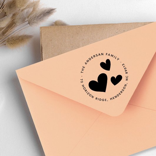 Elegant Hearts Familienaam Retouradres Rubberstempel