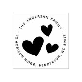 Elegant Hearts Familienaam Retouradres Rubberstempel (Afrduk)