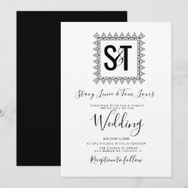 Elegant Hearts & Lijst Black White Wedding kraft Kaart