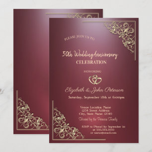 Elegant Hearts Lijst Dark Red Wedding Jubileum Kaart