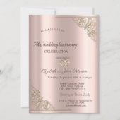 Elegant Hearts Lijst Roos Gold Wedding Kaart (Voorkant)