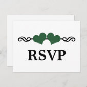 Elegant Hearts RSVP Briefkaart, groen Uitnodiging Briefkaart (Voorkant / Achterkant)