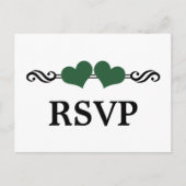 Elegant Hearts RSVP Briefkaart, groen Uitnodiging Briefkaart (Voorkant)
