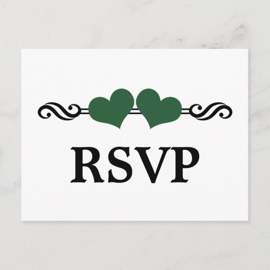 Elegant Hearts RSVP Briefkaart, groen Uitnodiging Briefkaart (Voorkant)