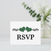 Elegant Hearts RSVP Briefkaart, groen Uitnodiging Briefkaart (Staand voorkant)