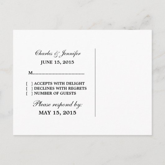 Elegant Hearts RSVP Briefkaart, Paars Uitnodiging Briefkaart (Achterkant)