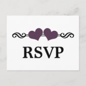 Elegant Hearts RSVP Briefkaart, Paars Uitnodiging Briefkaart (Voorkant)