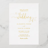Elegant Hearts Script Calligraphy Photo Weddenscha Folie Uitnodiging (Voorkant)