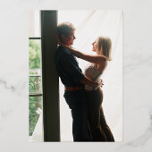 Elegant Hearts Script Calligraphy Photo Weddenscha Folie Uitnodiging (Achterkant)