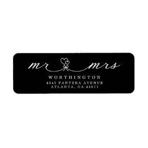 Elegant Hearts Script Mr & Mrs Huwelijk Retour  La Etiket
