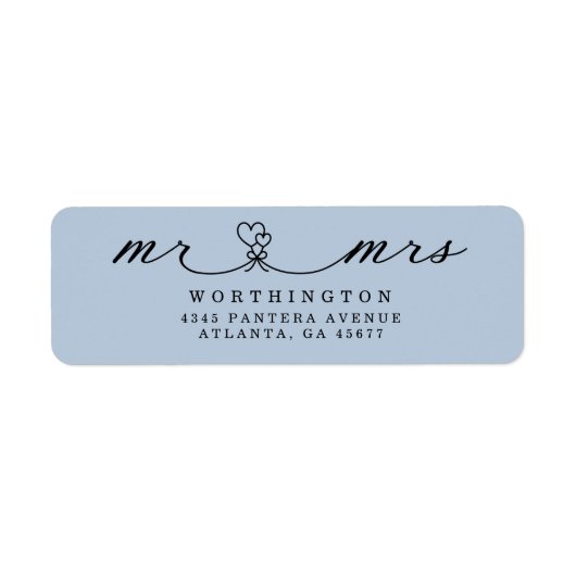 Elegant Hearts Script Mr & Mrs Wedding Etiket (Voorkant)