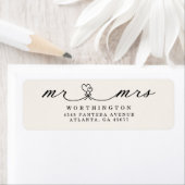 Elegant Hearts Script Mr & Mrs Wedding Return Lab Etiket (Insitu)