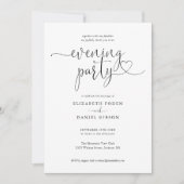 Elegant Hearts Script Trouwavond Feest Kaart (Voorkant)
