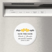 Elegant Hearts sparen de Datum Magnet, Geel Magneet (Insitu (Vaatwasser))