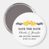 Elegant Hearts sparen de Datum Magnet, Geel Magneet (Voorkant / Achterkant)