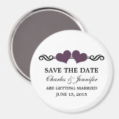 Elegant Hearts sparen de Datum Magnet, Paars Magneet (Voorkant / Achterkant)