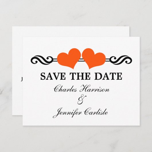 Elegant Hearts sparen het Briefkaart van de Datum, (Voorkant / Achterkant)