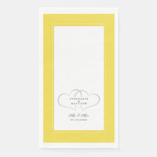 Elegant Hearts Wedding Mr & Mrs Yellow Grey White Servet