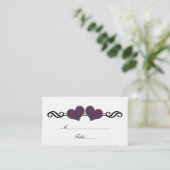 Elegant Hearts Wedding Place Card, Paars Plaatskaartje (Staand voorkant)