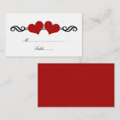 Elegant Hearts Wedding Place Card, Red Plaatskaartje (Voorkant / Achterkant)