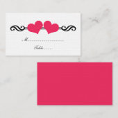 Elegant Hearts Wedding Place Card, roze Plaatskaartje (Voorkant / Achterkant)