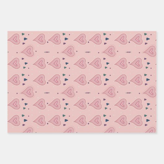Elegant Hearts Wrapping Paper Flat Sheet Set van 3 (Voorkant 3)
