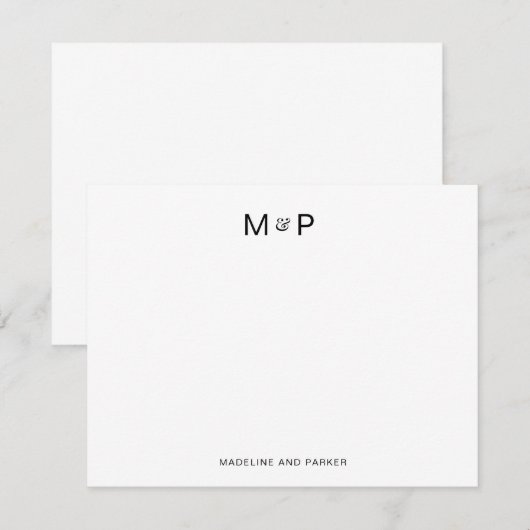 Elegant Hedendaags Koppel Monogram Notitiekaartje (Voorkant / Achterkant)