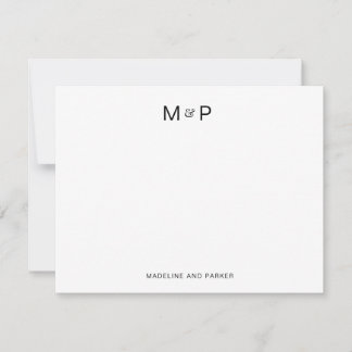 Elegant Hedendaags Koppel Monogram Notitiekaartje
