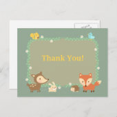 Elegant Hedendaags Woodland Animal Dank u Briefkaart (Voorkant / Achterkant)