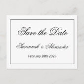 Elegant hedendaags zwart en wit sparen de Datum Aankondigingskaart (Voorkant)