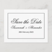 Elegant hedendaags zwart en wit sparen de Datum Aankondigingskaart (Voorkant)